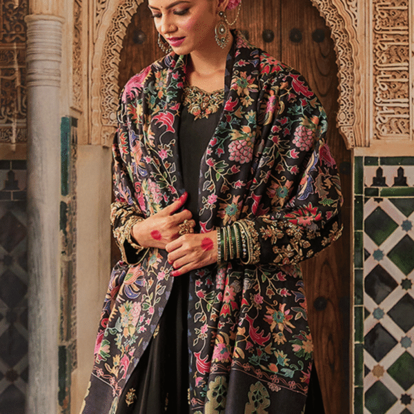 Shaheen Kalamkari Embroidered Wool Shawl