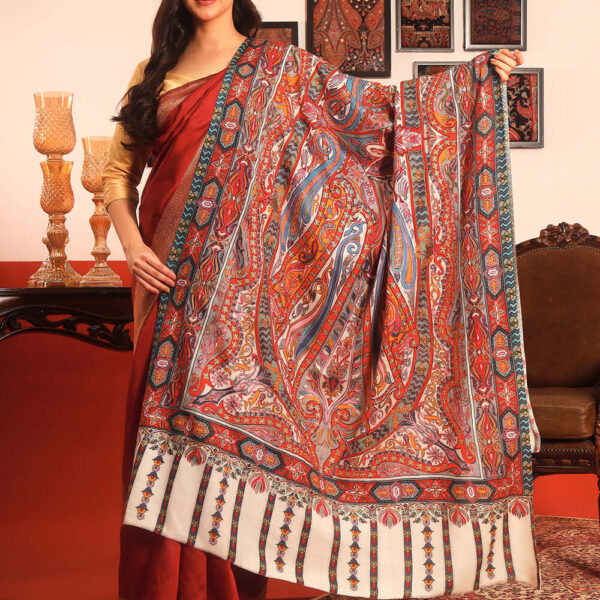 Women Rangrez Rangkalam Kalamkari Embroidered Wool Shawl
