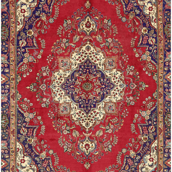 9'10" x 12'10" Hand Knotted Tabriz Persian Wool Rug – Semi Antique Red Masterpiece