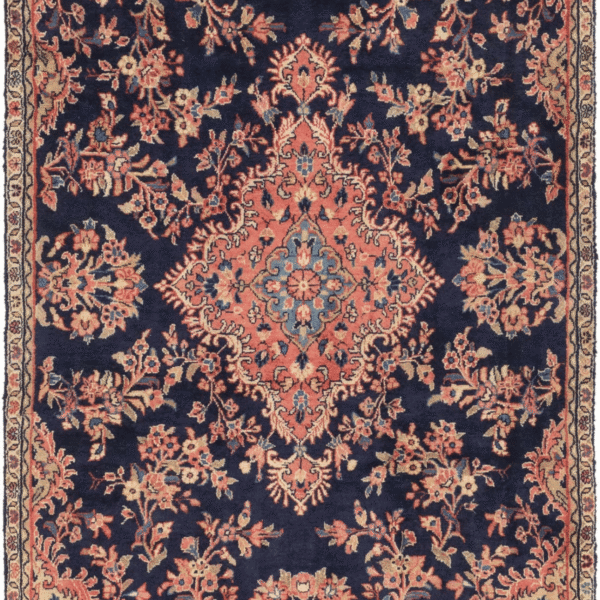 5'3" x 9' Hand Knotted Shahrbaft Persian Wool Rug – Navy Blue Traditional Design